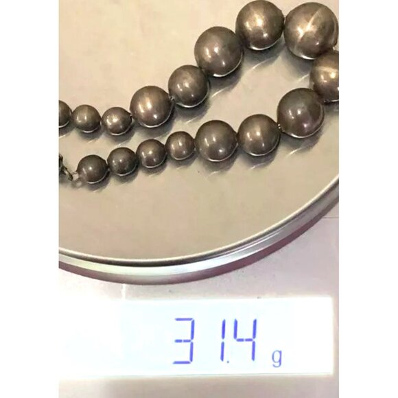 VTG Taxco Sterling Silver Chunky bench Bead Ball Bracelet Box Clasp Mexico 31g - Picture 3 of 16